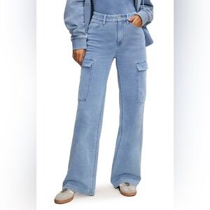 Blue B Wide Leg Stretch High Rise Denim Cargo Pants